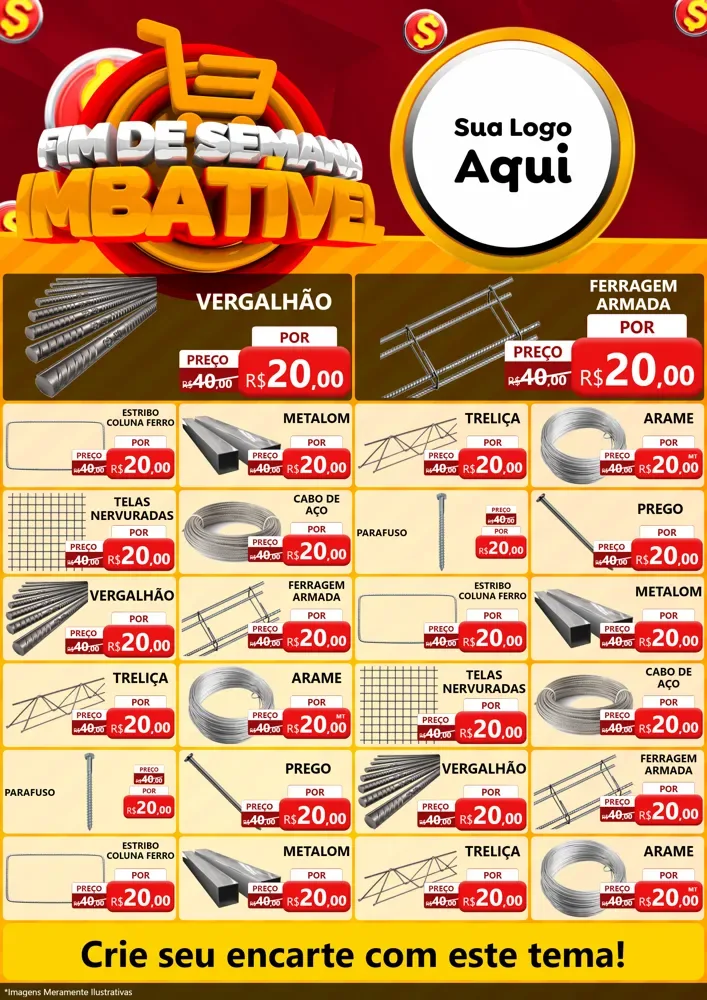 Modelo de Encarte para Encarte A4 Vertical com o tema Fim de Semana Imbatível para Ferragens