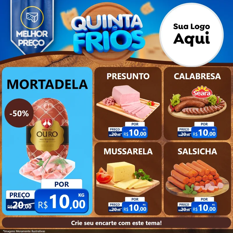 Modelo de Rede Social para Feed Facebook com o tema Quinta dos Frios para Frios e Laticínios