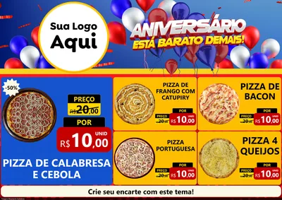 Modelo de Encarte para Encarte A4 Horizontal com o tema Aniversário para Pizzaria