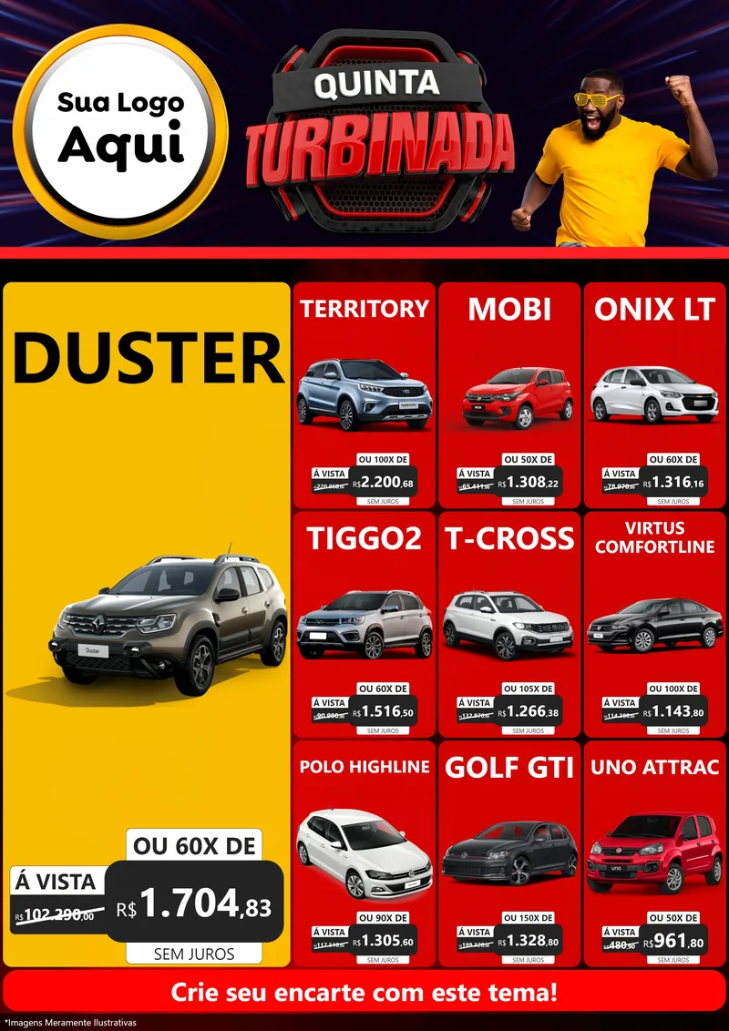 Modelo de Encarte para Encarte A4 Vertical com o tema Quinta Turbinada para Concessionaria de Carros