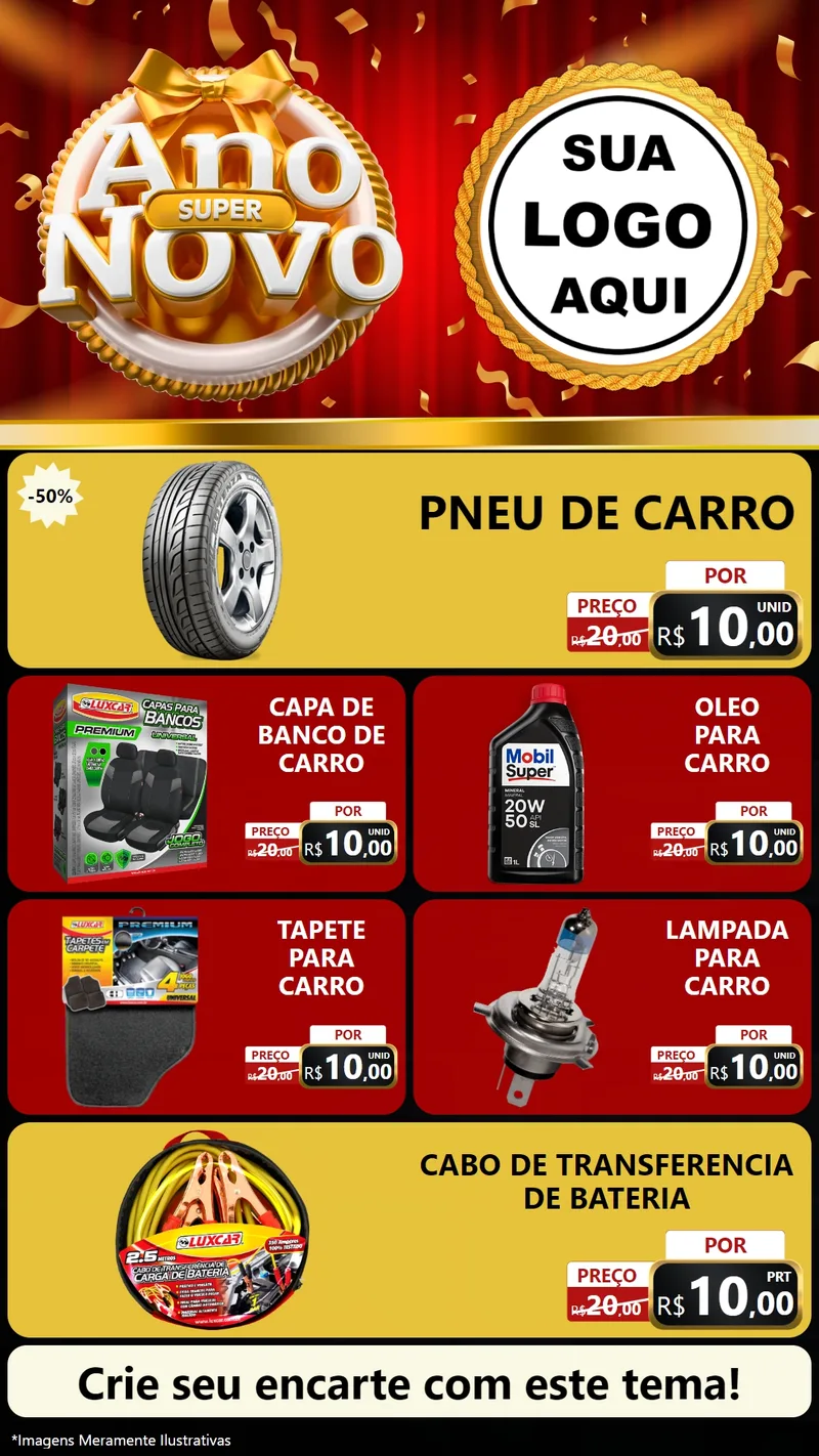 Modelo de TV para TV Vertical com o tema Super Ano Novo para Auto peças