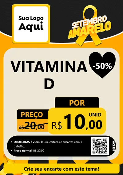 Modelo de Cartaz para Cartaz A4 Vertical com o tema Setembro Amarelo para Farmácia