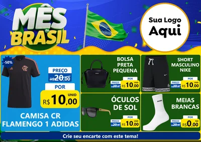 Modelo de Encarte para Encarte A4 Horizontal com o tema Mês do Brasil para Roupas e acessórios