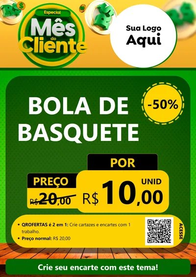 Modelo de Cartaz para Cartaz A4 Vertical com o tema Especial Mês do Cliente para Artigos Esportivos