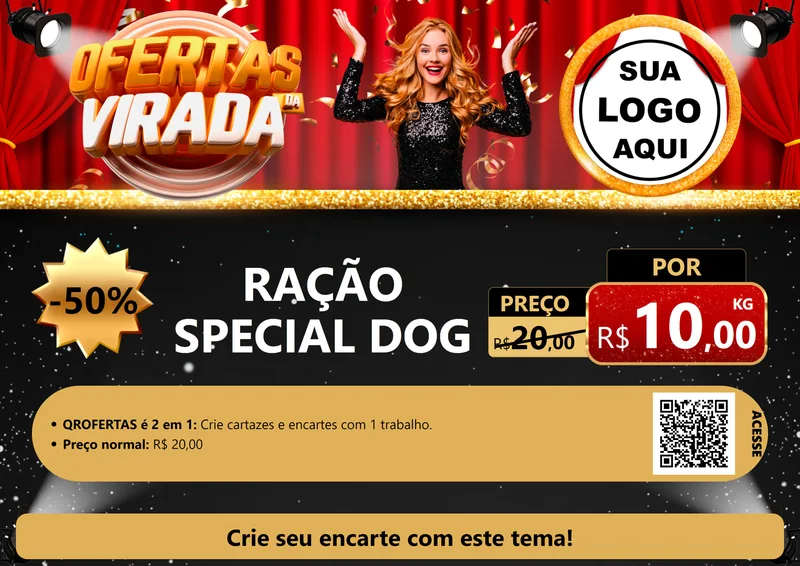 Modelo de Cartaz para Cartaz A4 Horizontal com o tema Ofertas da Virada para Pet Shop