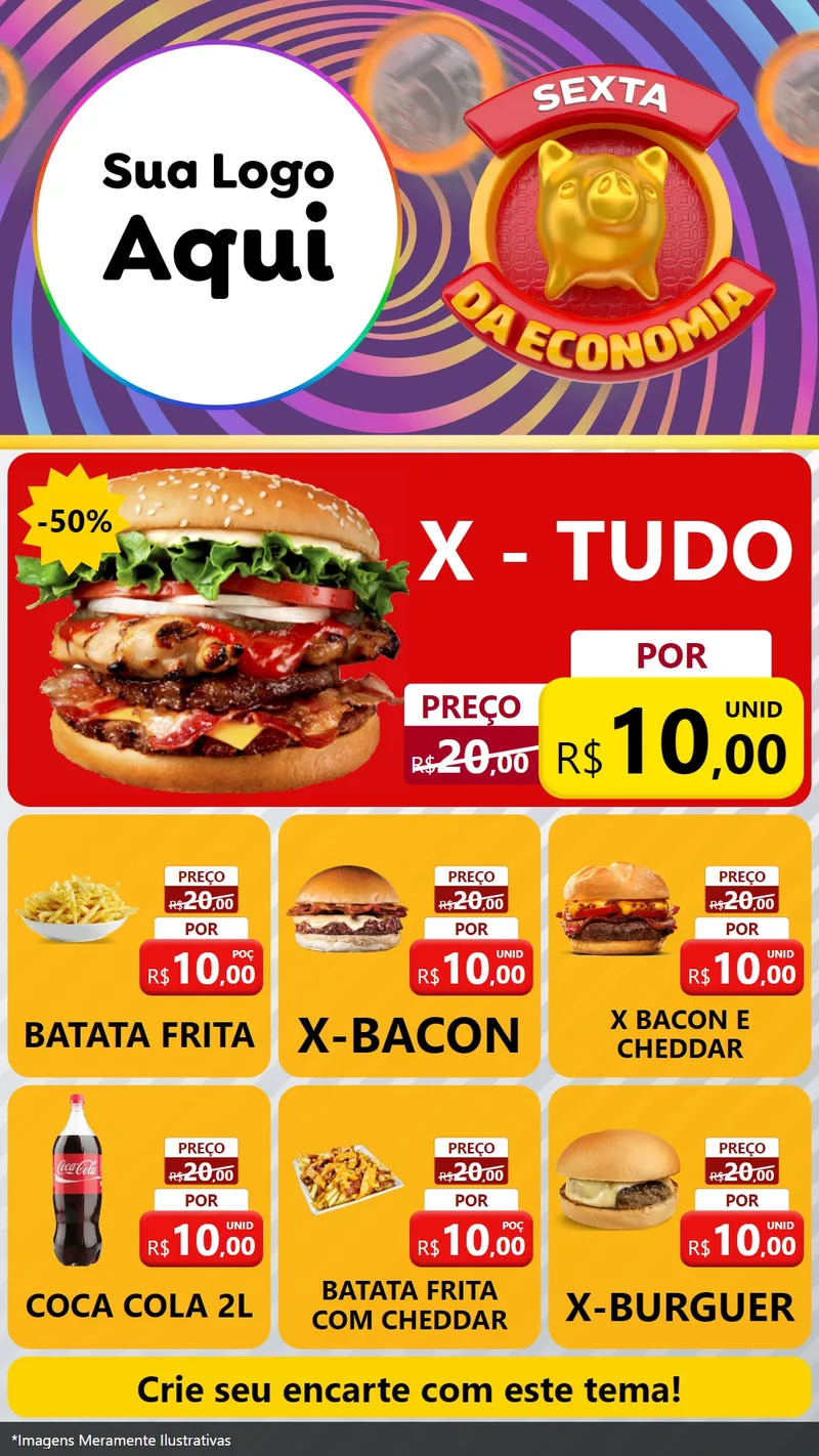 Modelo de Rede Social para Stories com o tema Sexta da Economia para Hamburgueria