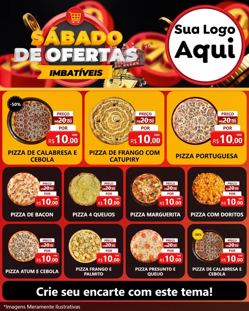 Modelo de Rede Social para Feed Instagram com o tema Sábado de Ofertas Imbatíveis para Pizzaria