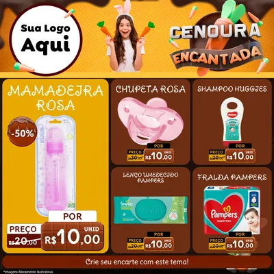 Modelo de Rede Social para Feed Facebook com o tema Cenoura Encantada - Páscoa para Bebês