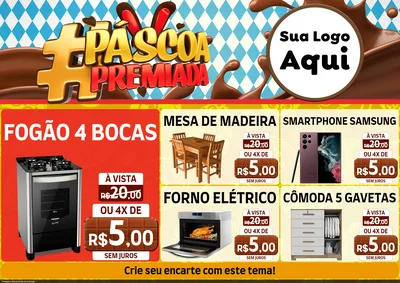 Modelo de Encarte para Encarte A4 Horizontal com o tema Páscoa Premiada para Móveis e Eletro