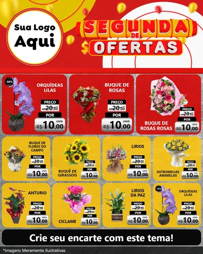 Modelo de Rede Social para Feed Instagram com o tema Segunda de Ofertas para Floricultura e jardim