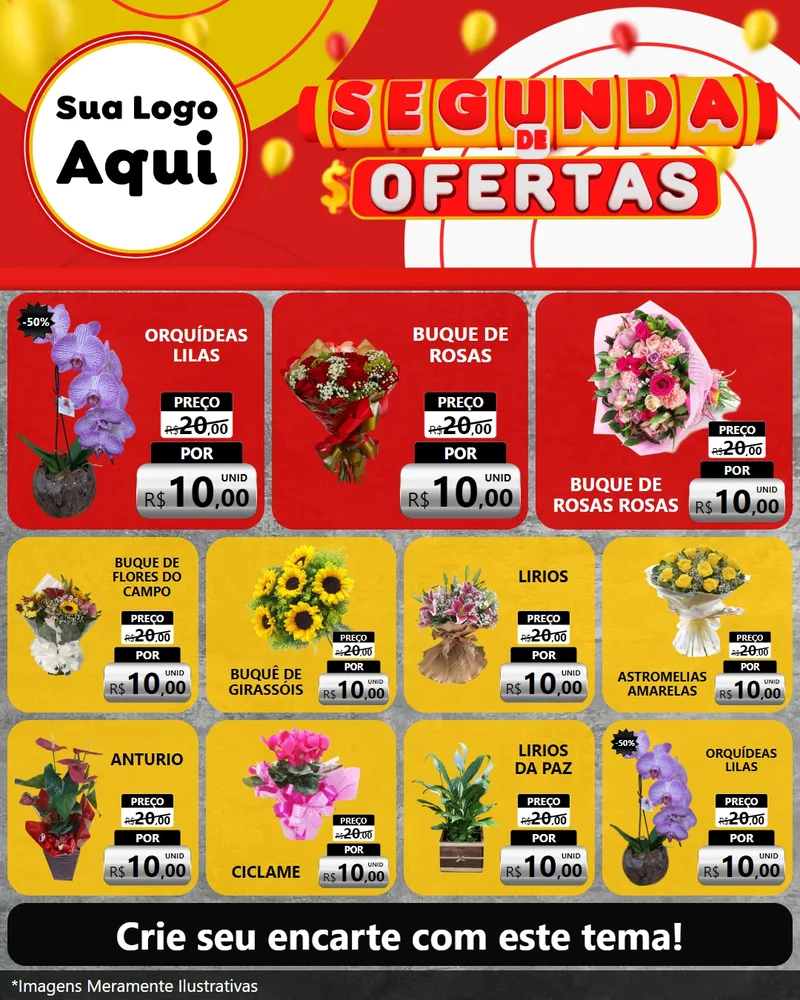 Modelo de Rede Social para Feed Instagram com o tema Segunda de Ofertas para Floricultura e jardim