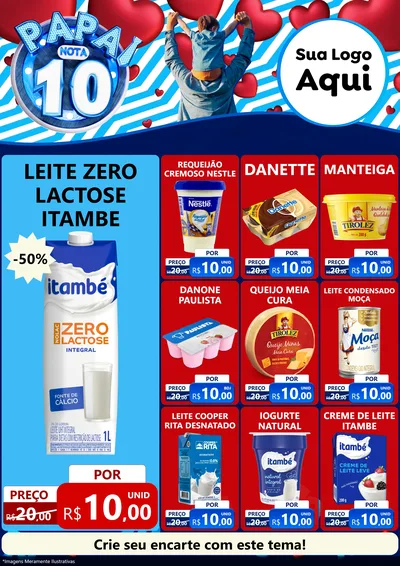 Modelo de Encarte para Encarte A4 Vertical com o tema Papai Nota 10 para Frios e Laticínios