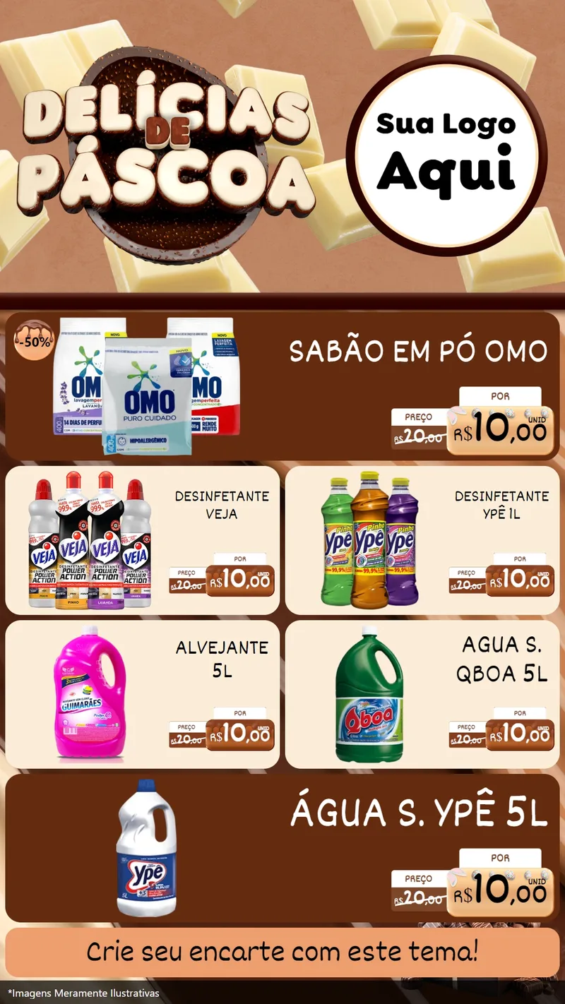 Modelo de TV para TV Vertical com o tema Delícias de Páscoa para Produtos de Limpeza