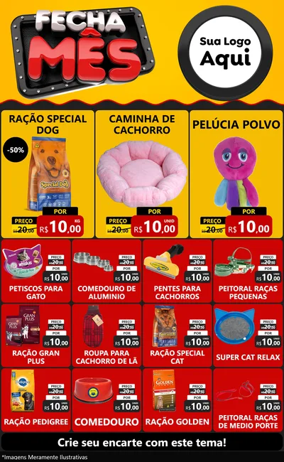 Modelo de Encarte para Encarte Grande com o tema Fecha Mês para Pet Shop