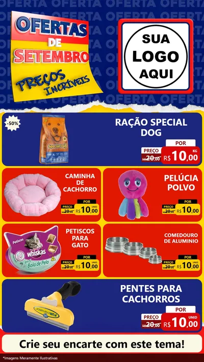 Modelo de TV para TV Vertical com o tema Ofertas de Setembro - Preços Incríveis para Pet Shop