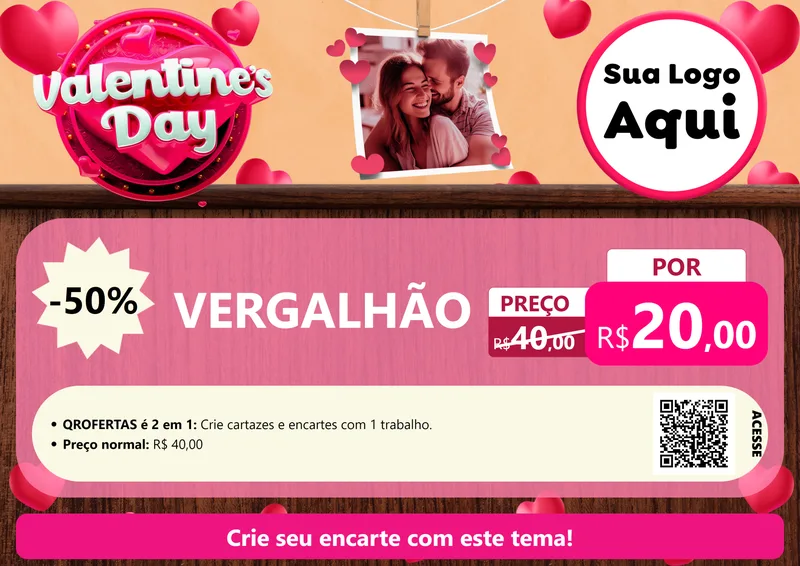Modelo de Cartaz para Cartaz A4 Horizontal com o tema Valentine's Day para Ferragens