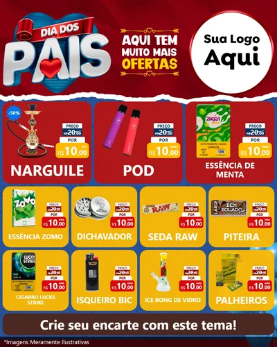 Modelo de Rede Social para Feed Instagram com o tema Dia dos Pais para Tabacaria