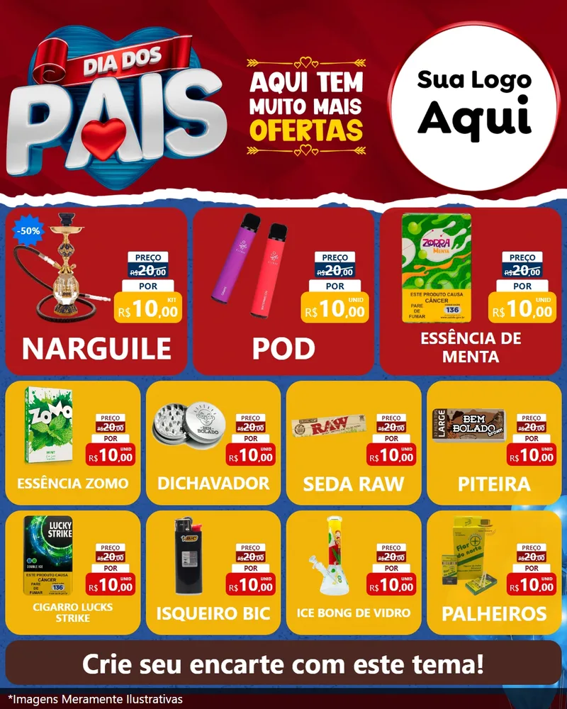 Modelo de Rede Social para Feed Instagram com o tema Dia dos Pais para Tabacaria