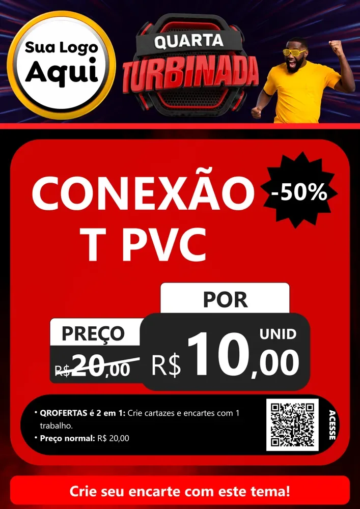 Modelo de Cartaz para Cartaz A4 Vertical com o tema Quarta Turbinada para Tubos e conexões