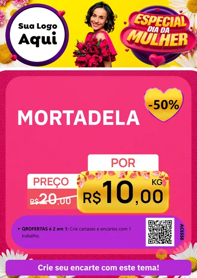 Modelo de Cartaz para Cartaz A4 Vertical com o tema Especial Dia da Mulher para Frios e Laticínios