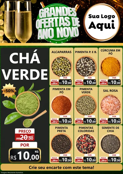 Modelo de Encarte para Encarte A4 Vertical com o tema Grandes Ofertas de Ano Novo para Produtos Naturais
