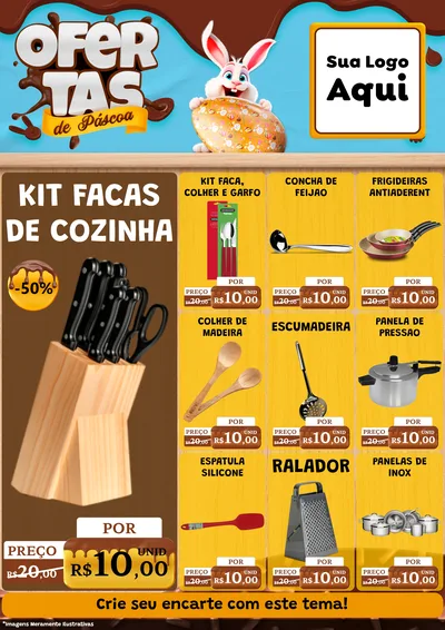 Modelo de Encarte para Encarte A4 Vertical com o tema Ofertas de Páscoa para Utilidades Domésticas