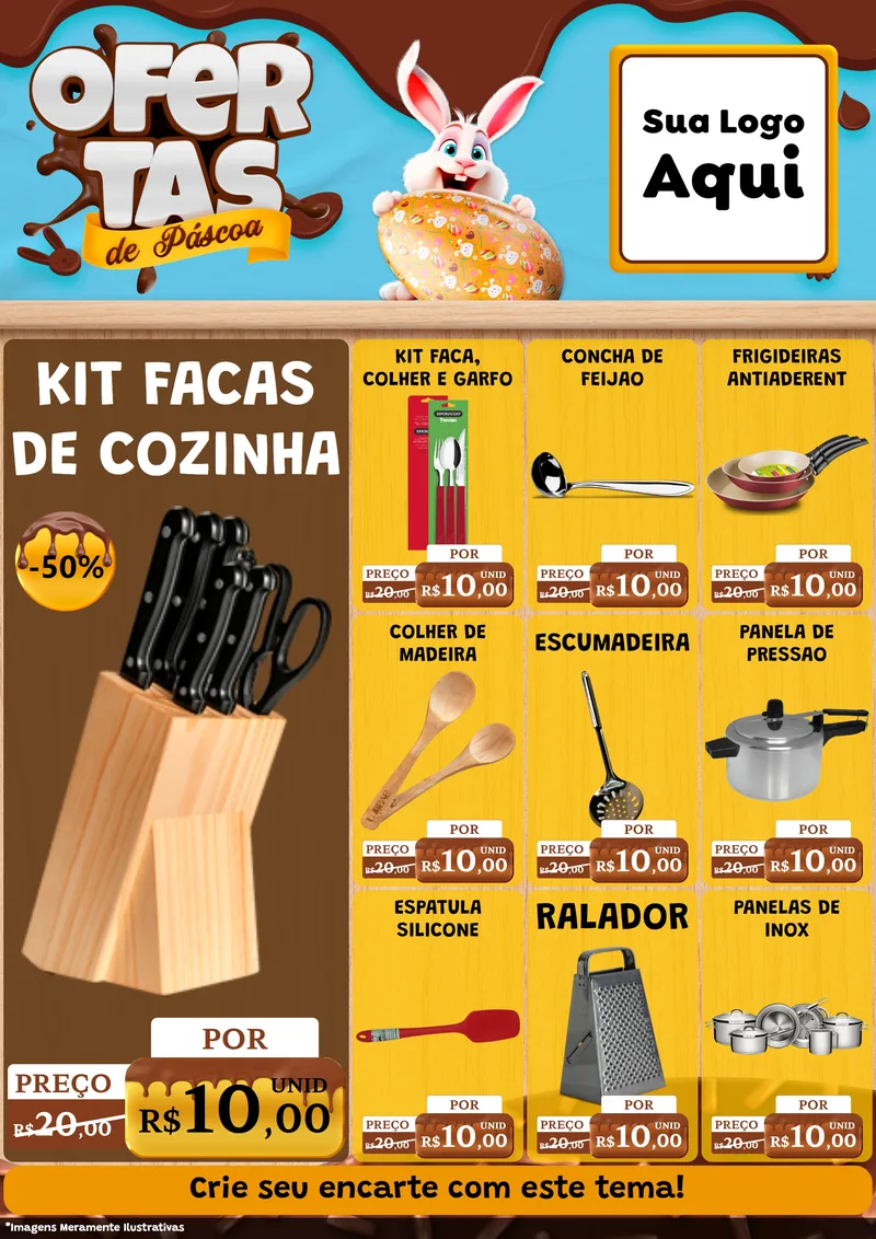 Modelo de Encarte para Encarte A4 Vertical com o tema Ofertas de Páscoa para Utilidades Domésticas