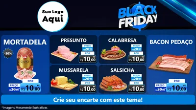 Modelo de TV para TV Horizontal com o tema Black Friday para Frios e Laticínios