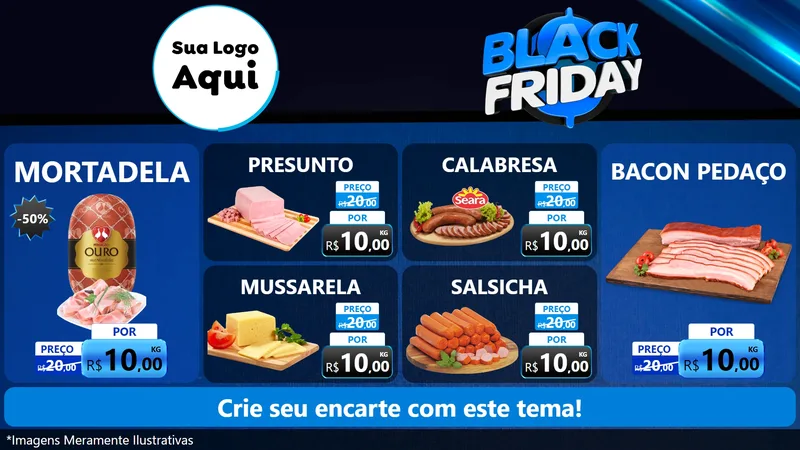 Modelo de TV para TV Horizontal com o tema Black Friday para Frios e Laticínios
