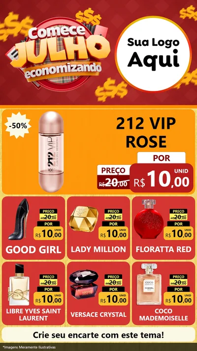 Modelo de Rede Social para Stories com o tema Comece Julho Economizando para Perfumes