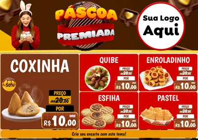 Modelo de Encarte para Encarte A4 Horizontal com o tema Páscoa Premiada para Salgadaria