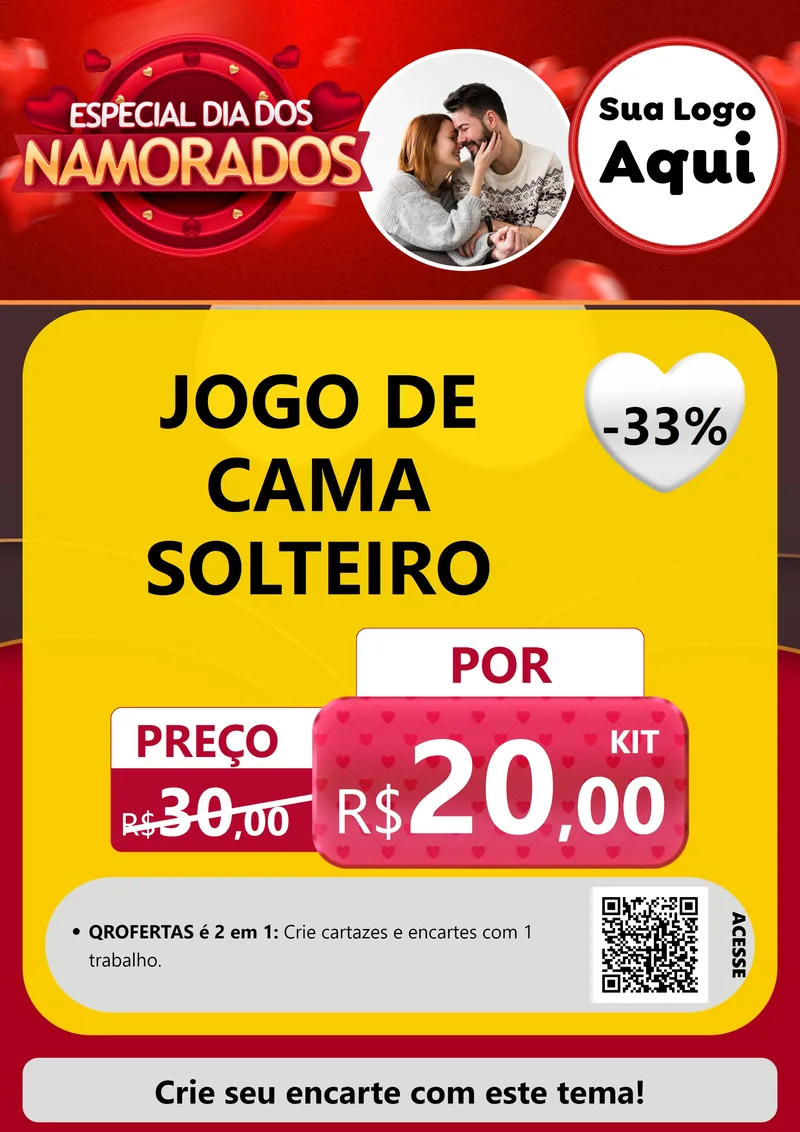 Modelo de Cartaz para Cartaz A4 Vertical com o tema Especial Dia Dos Namorados para Cama, Mesa e Banho