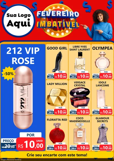 Modelo de Encarte para Encarte A4 Vertical com o tema Fevereiro Imbatível para Perfumes