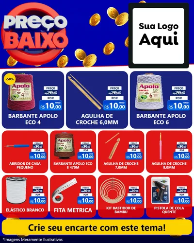 Modelo de Rede Social para Feed Instagram com o tema Preço Baixo para Armarinho e Aviamentos