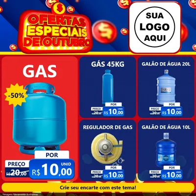 Modelo de Rede Social para Feed Facebook com o tema Ofertas Especiais de Outubro para Água e gás