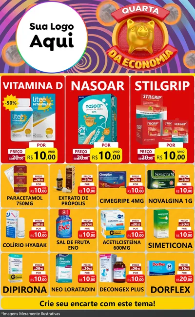 Modelo de Encarte para Encarte Grande com o tema Quarta da Economia para Farmácia