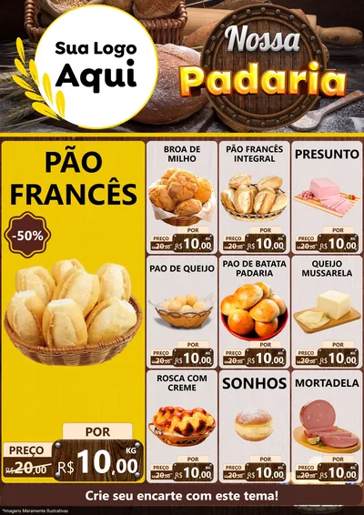 Modelo de Encarte para Encarte A4 Vertical com o tema Nossa Padaria para Padaria