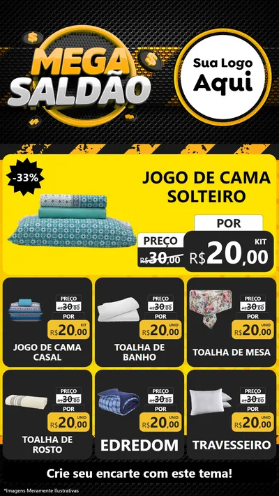 Modelo de Rede Social para Stories com o tema Mega Saldão para Cama, Mesa e Banho