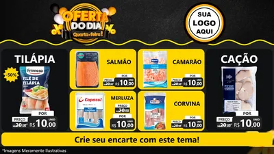 Modelo de TV para TV Horizontal com o tema Oferta do Dia - Quarta Feira! para Peixaria