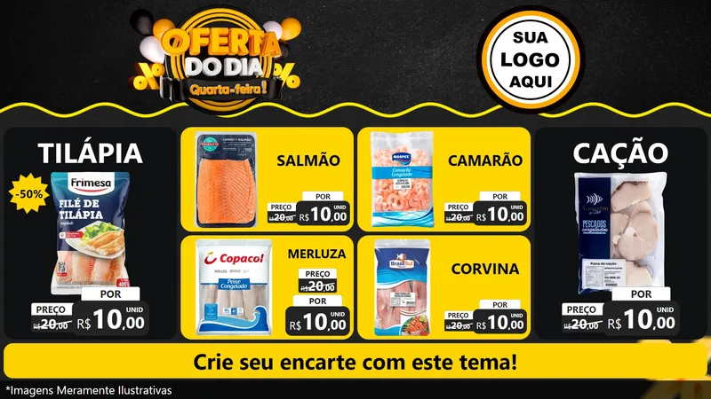 Modelo de TV para TV Horizontal com o tema Oferta do Dia - Quarta Feira! para Peixaria