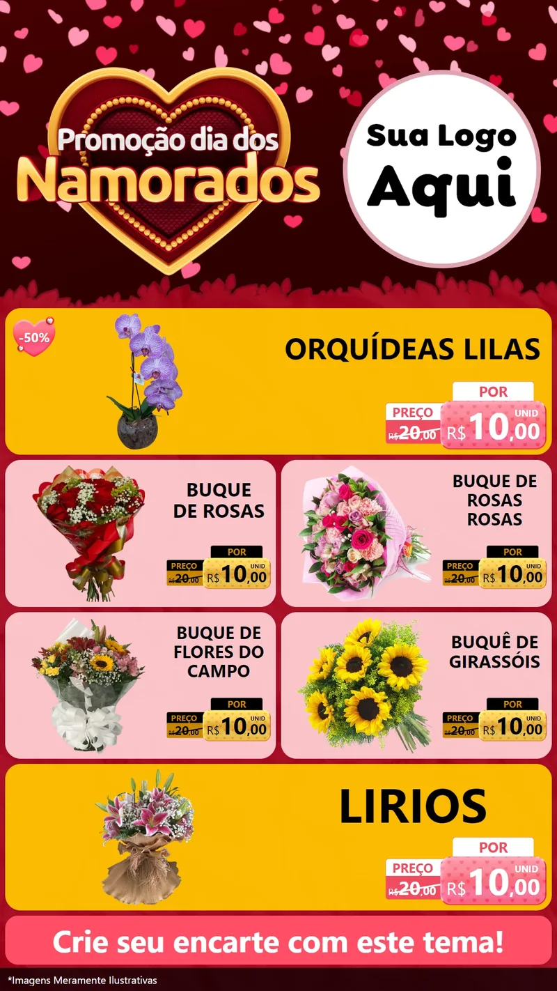 Modelo de TV para TV Vertical com o tema Promoção Dia Dos Namorados para Floricultura e jardim