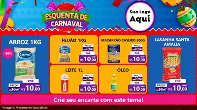 Modelo de TV para TV Horizontal com o tema Esquenta de Carnaval para Supermercado