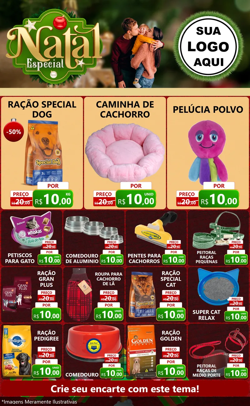 Modelo de Encarte para Encarte Grande com o tema Natal Especial para Pet Shop