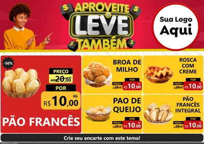 Modelo de Encarte para Encarte A4 Horizontal com o tema Aproveite e Leve Também para Padaria