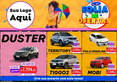 Modelo de Encarte para Encarte A4 Horizontal com o tema Folia de Ofertas para Concessionaria de Carros