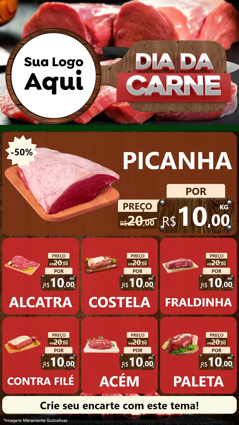 Modelo de Rede Social para Stories com o tema Dia da Carne para Açougue