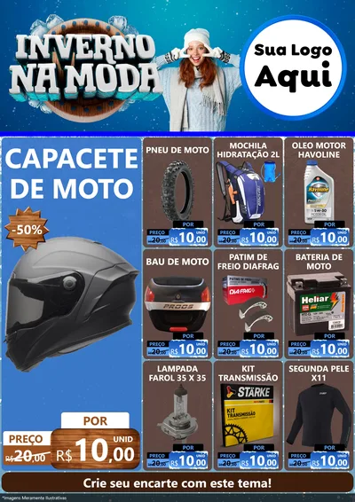 Modelo de Encarte para Encarte A4 Vertical com o tema Inverno na Moda para Moto peças