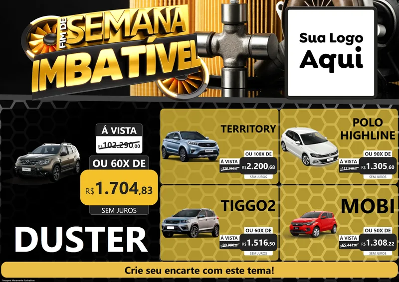 Modelo de Encarte para Encarte A4 Horizontal com o tema Fim de Semana Imbatível para Concessionaria de Carros