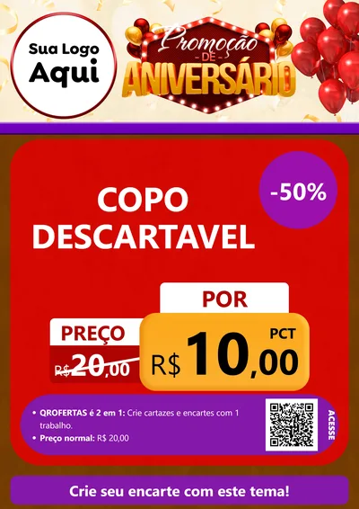 Modelo de Cartaz para Cartaz A4 Vertical com o tema Promoção de Aniversário para Embalagens