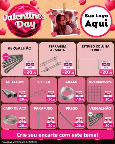 Modelo de Rede Social para Feed Instagram com o tema Valentine's Day para Ferragens